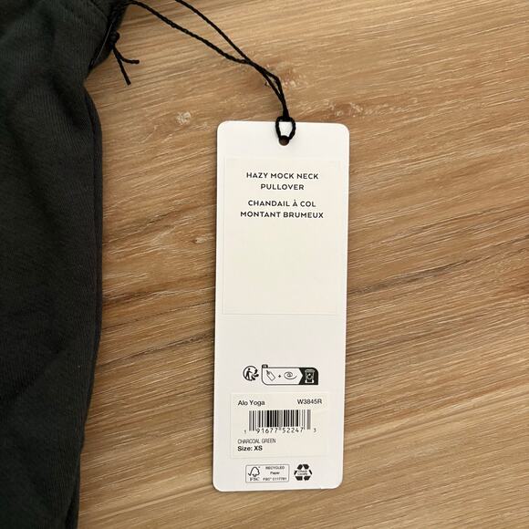 Alo Hazy Mock Neck Pullover Charcoal Green XS - Picture 2 of 8